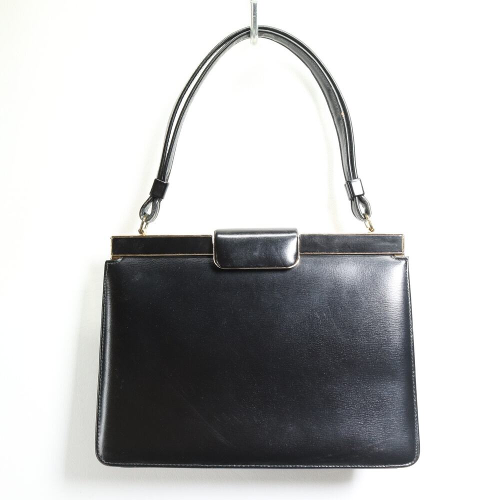 Vtg Peck & Peck Fifth Avenue New York Handbag Purse Bag Black Leather Satchel